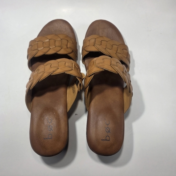 b.o.c. Shoes - BØC Born Concept Women’s 9 Brown Leather Braided Slide Sandals Comfort Platform